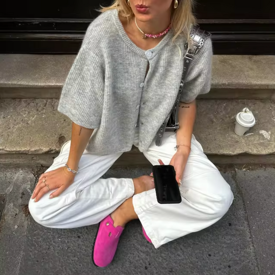 Heidi-Mode | Kurze Strick-Cardigan mit Knöpfen für Damen