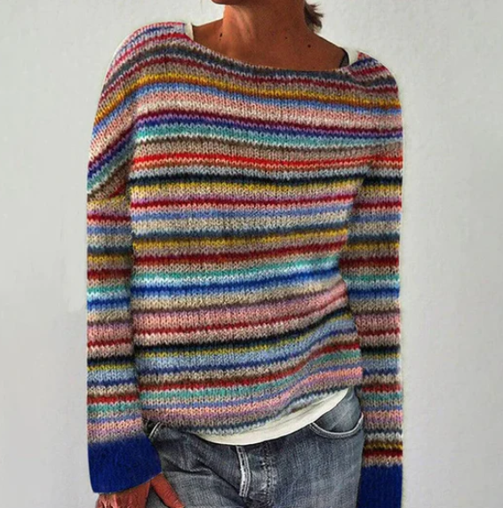 Heidi-Mode | Stilvolle Gestreifte Pullover Für Damen Mit Langen Ärmeln