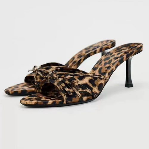 Heidi-Mode | High-Heeled Slippers mit Leopardenmuster