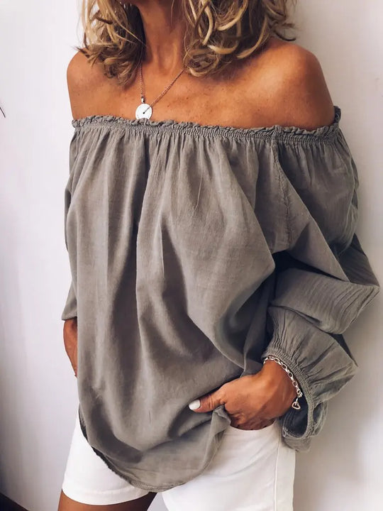 Heidi-Mode | Off Shoulder Bluse mit Eleganten Ballonärmeln