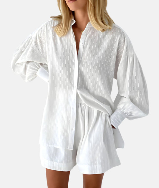 stoffen shirt en shortset