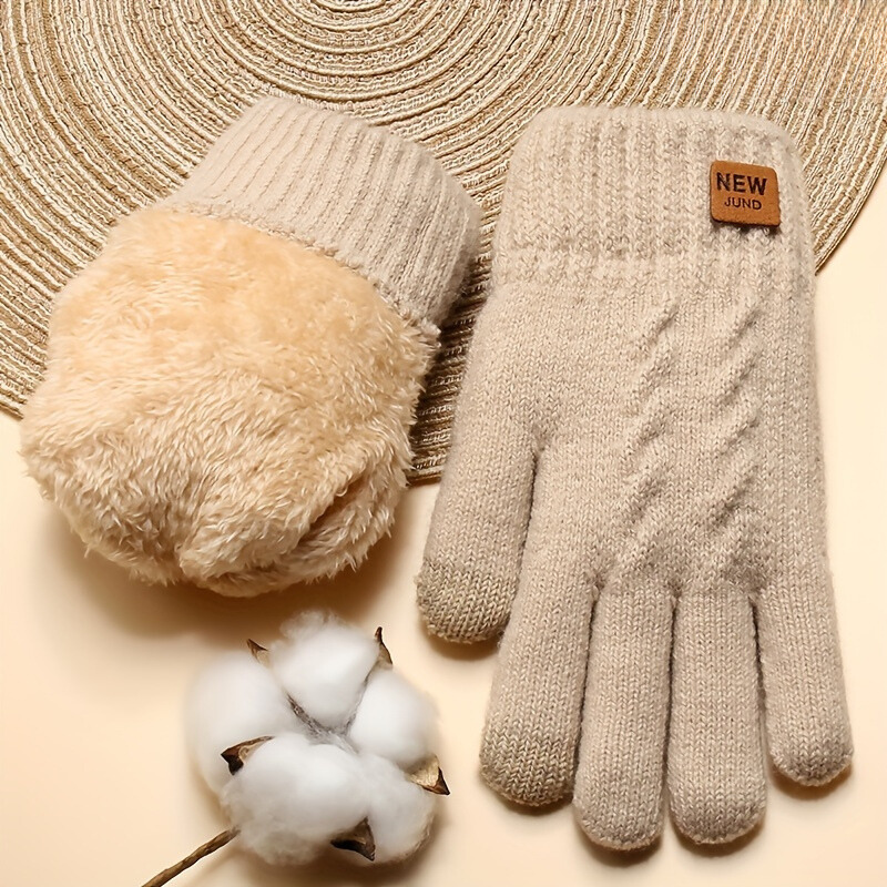 Heidi-Mode | Strick Winterhandschuhe mit Fleece-Futter und Touchscreen-Funktion
