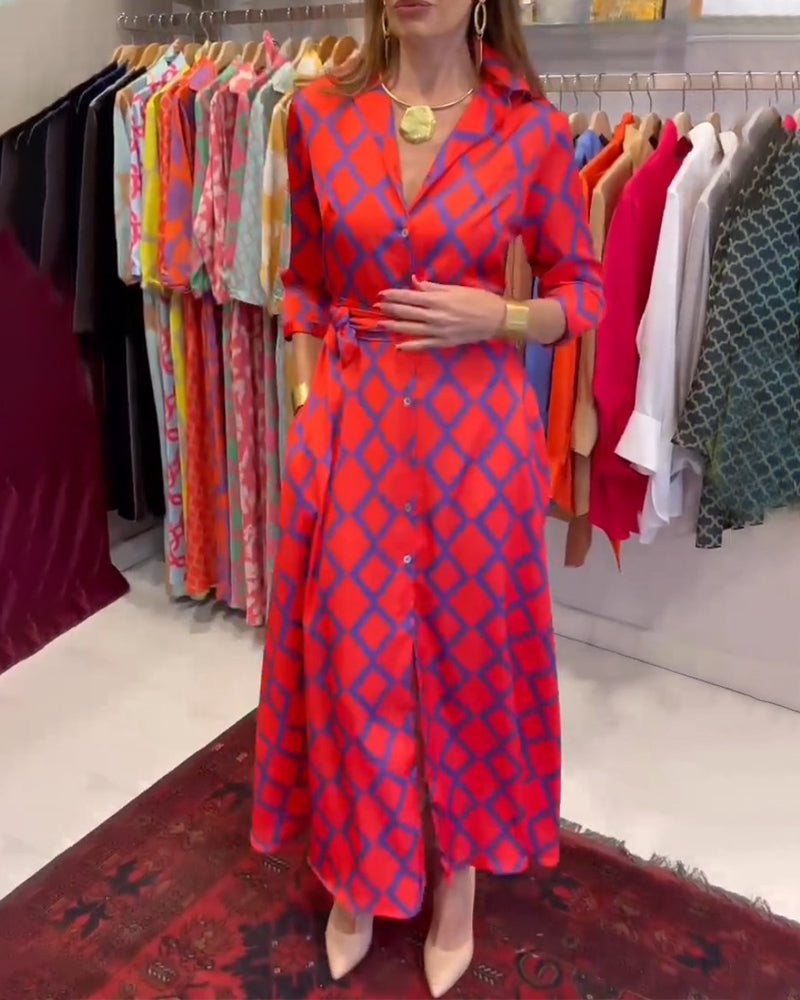 Heidi-Mode | Hemdkleid mit V-Ausschnitt und 3/4 Ärmeln