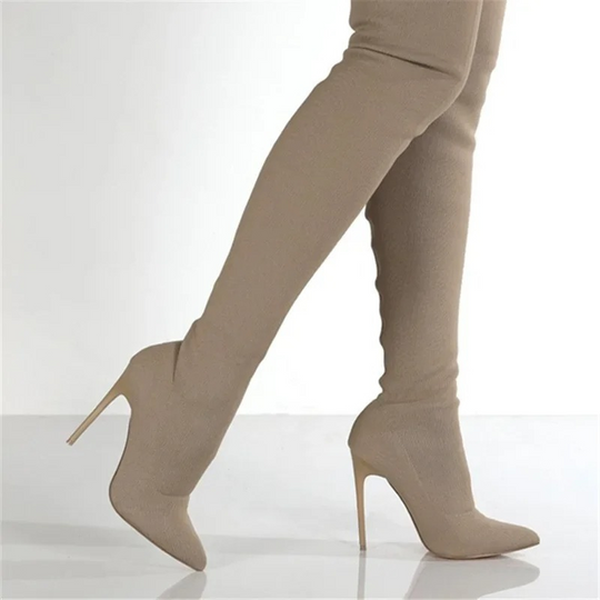 Heidi-Mode | Overknee Stretch Stiletto Stiefel Elegante Damen Stiefel