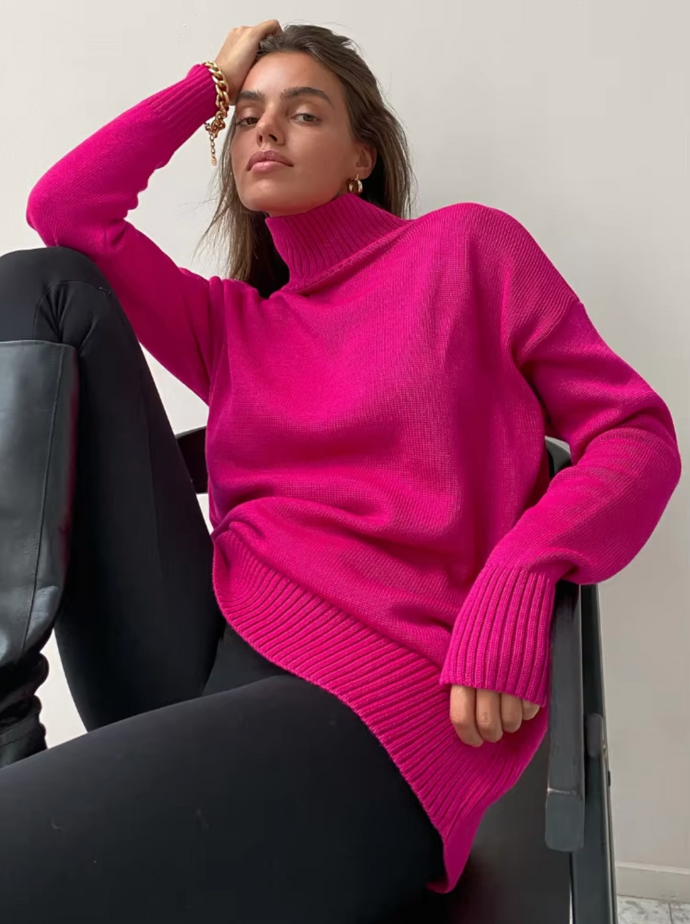 – Oversized lässiger Rollkragenpullover