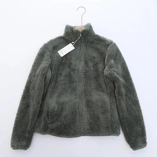 Weiches Sherpa-Jacke mit Reißverschluss und hohem Kragen, Fleece-Weste