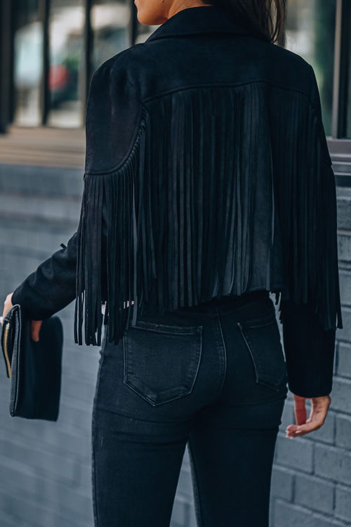 Heidi-Mode | At Your Best Fransenkante Faux Suede Shacket