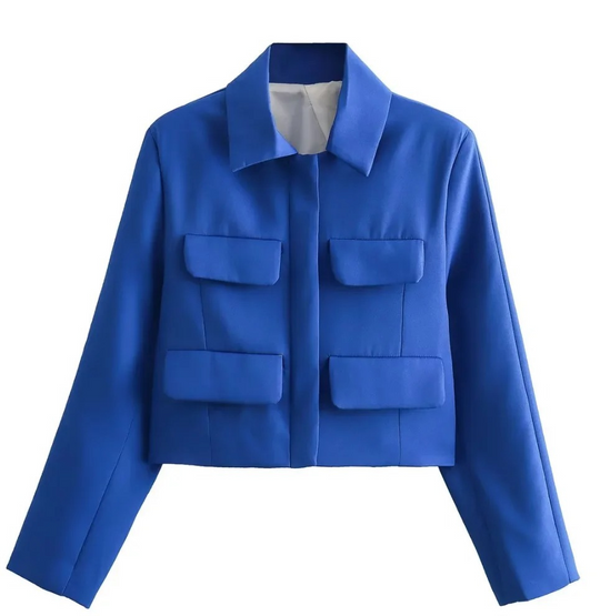 Heidi-Mode | Bomberjack Damen Kurzjacke mit Vier Fronttaschen und Minimalistischem Design