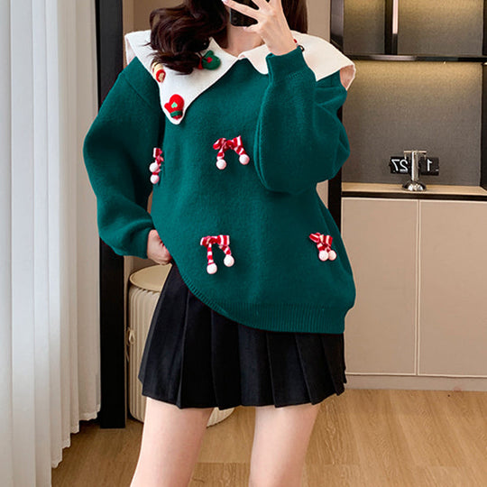 Heidi-Mode | Doll Kragen Weihnachten Neujahr Cartoon Pullover