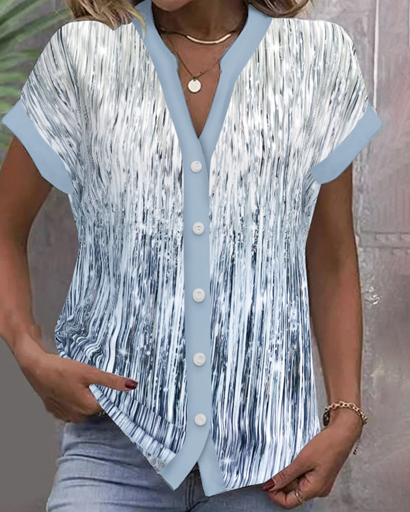 Heidi-Mode | Shirt Casual Stehkragen Mit Strukturiertem Print