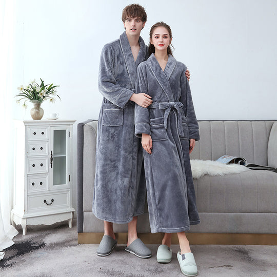 Heidi Mode | Wunderschöner Langer Flanell-Bademantel für Paare