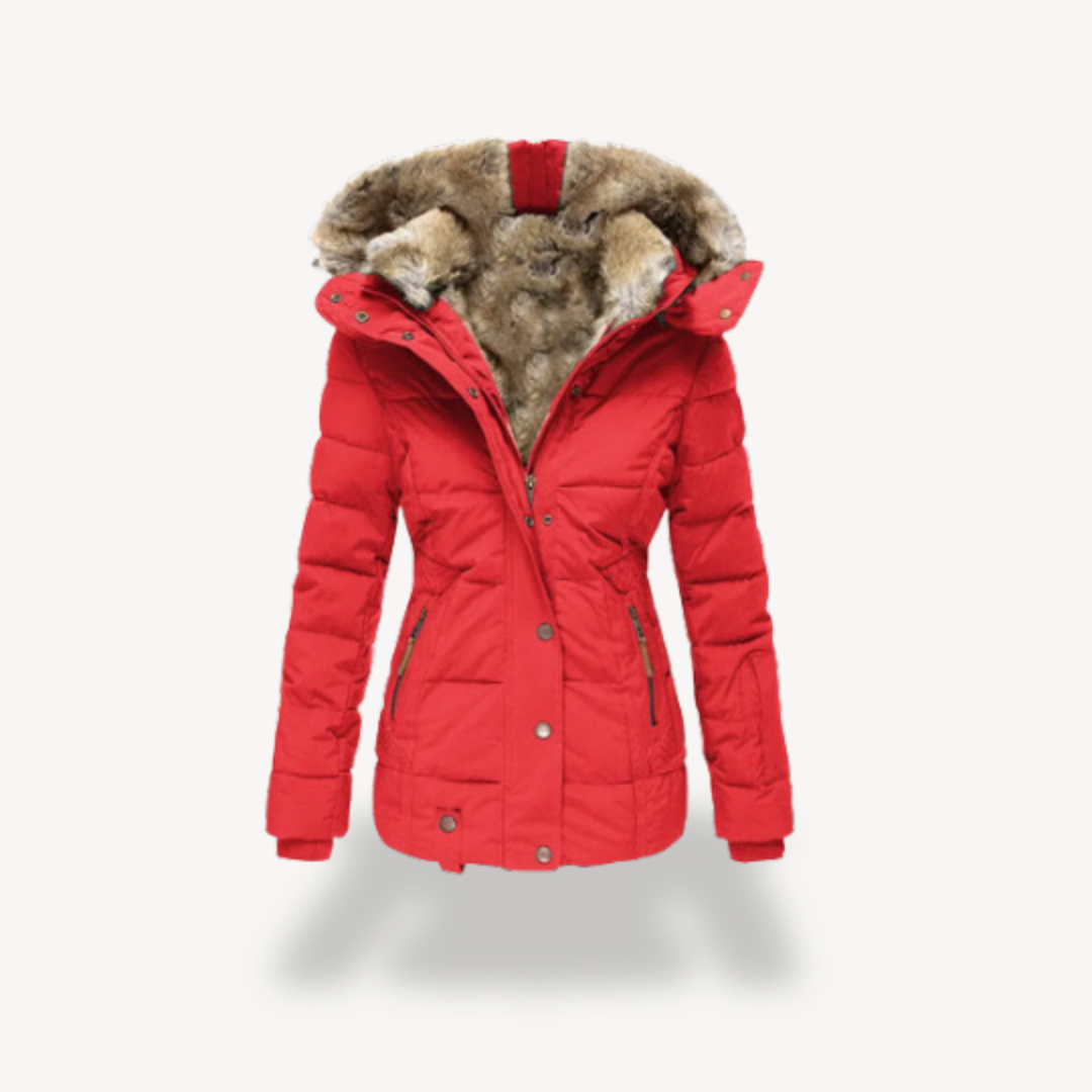 Heidi-Mode | Damen Pufferjacke mit Kunstpelzkapuze