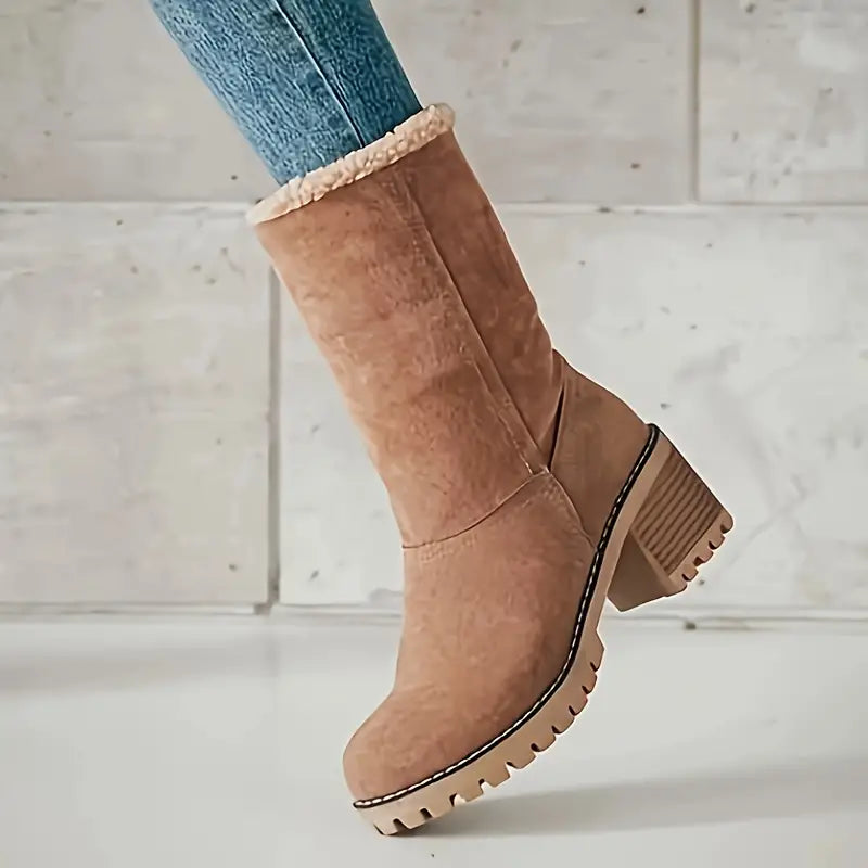 Heidi-Mode |  PLUSH-LINIERTE WINTER-PLATTFORM-ANKELESTIEFEL