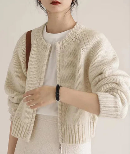 Damen Oversized Strickjacke mit Reißverschluss Heidi-Mode