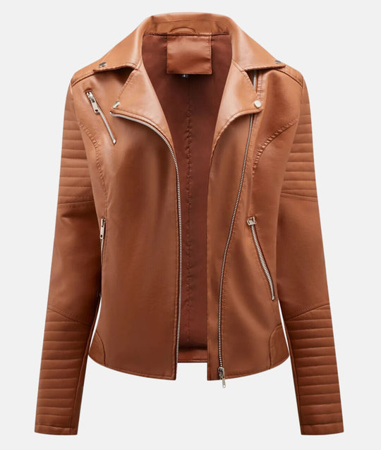 Heidi-Mode | Damen Lederjacke Ohne Kapuze Stilvolle Bikerjacke