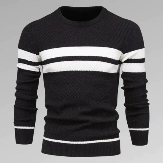 Heidi-Mode | Herren Gestreifter Strick Crew Neck Pullover