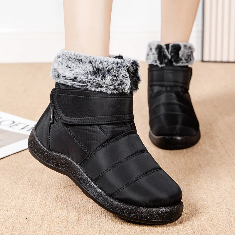 Heidi-Mode | Damen Wasserdichte Stiefel Aus Schlaufenkaninchenfell