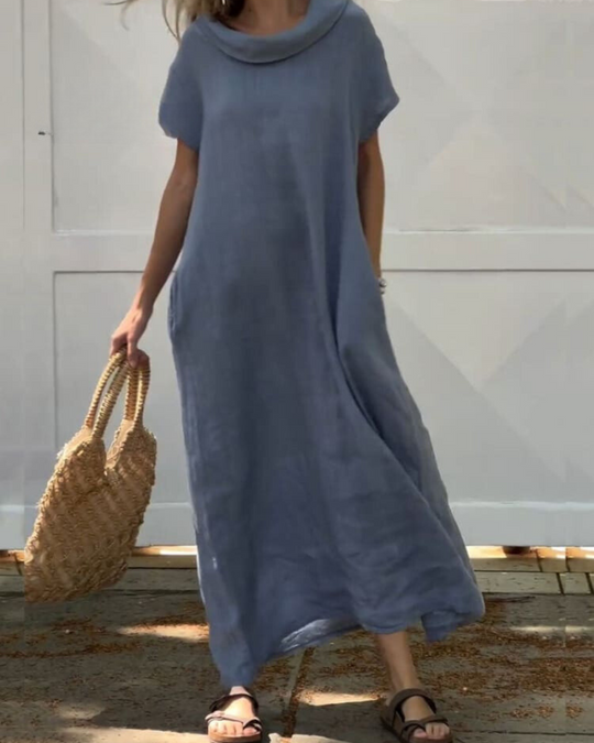 Elisa - Leinenkleid mit Elegantem Kragen