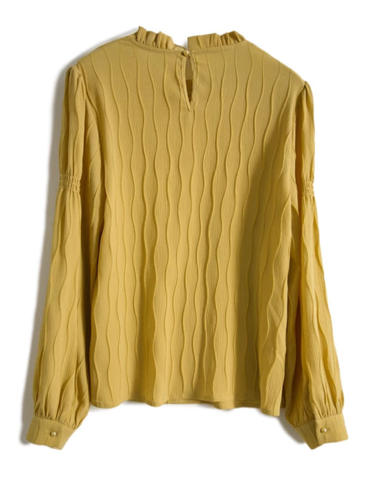 Heidi-Mode | Wavy Textured Stand Collar Top Gelb