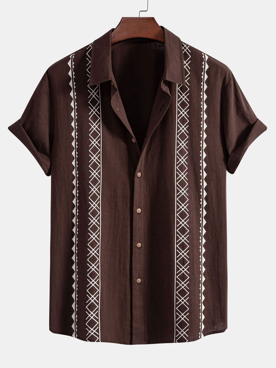 Print Linen Look Shirt