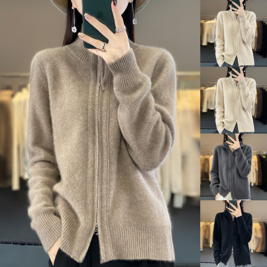 Heidi-Mode | Strickjacke aus Wolle und Kaschmir mit Reißverschluss