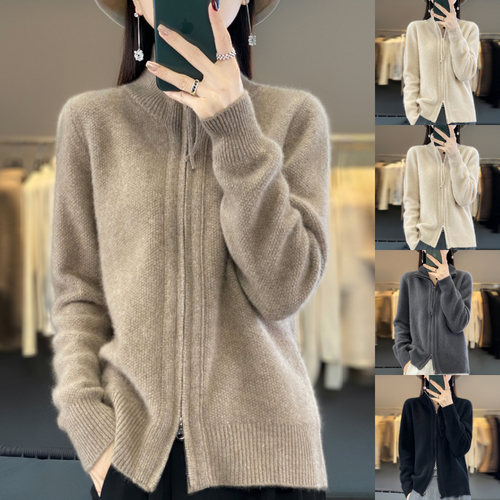 Heidi-Mode | Strickjacke aus Wolle und Kaschmir mit Reißverschluss