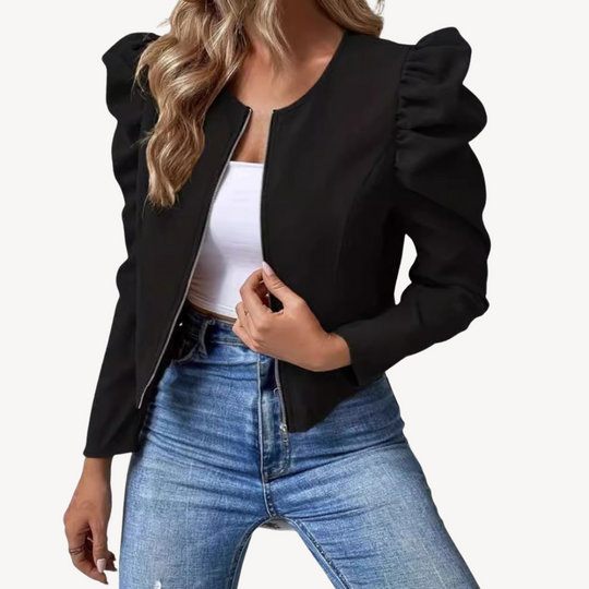 Heidi-Mode | Puffärmel Zip-Up Jacke Frauen