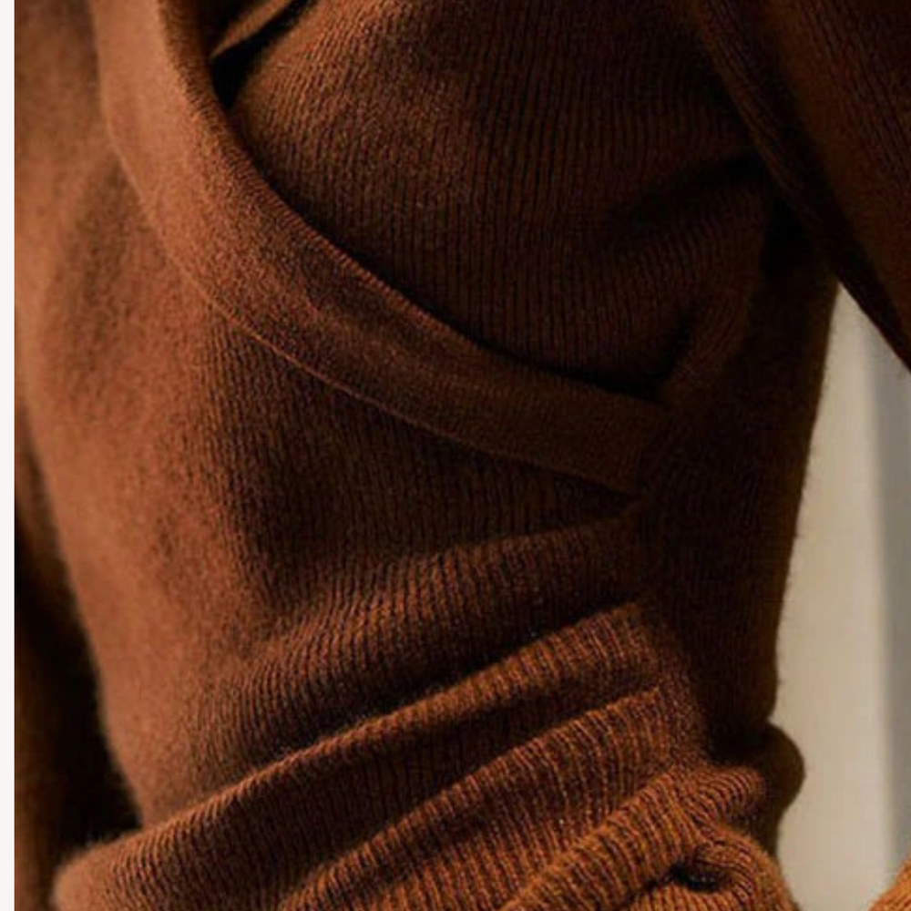 Heidi-Mode | Damen Strick-Wickel V-Ausschnitt Pullover