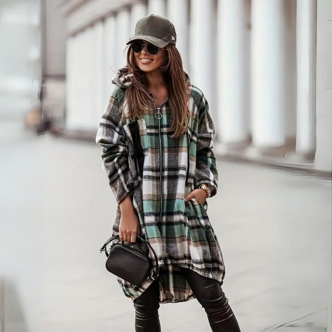 Heidi-Mode | Trendige Karierte Damen Strickjacke