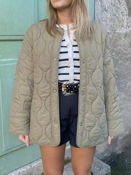 Heidi-Mode | Elegante Langarm-Steppjacke mit Ein-Knopf-Verschluss Ideal für Herbst/Winter