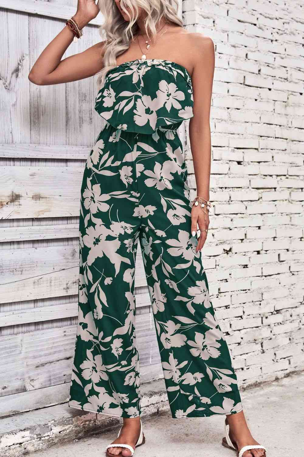 Heidi-Mode | Floral Strapless Weit Bein Overall