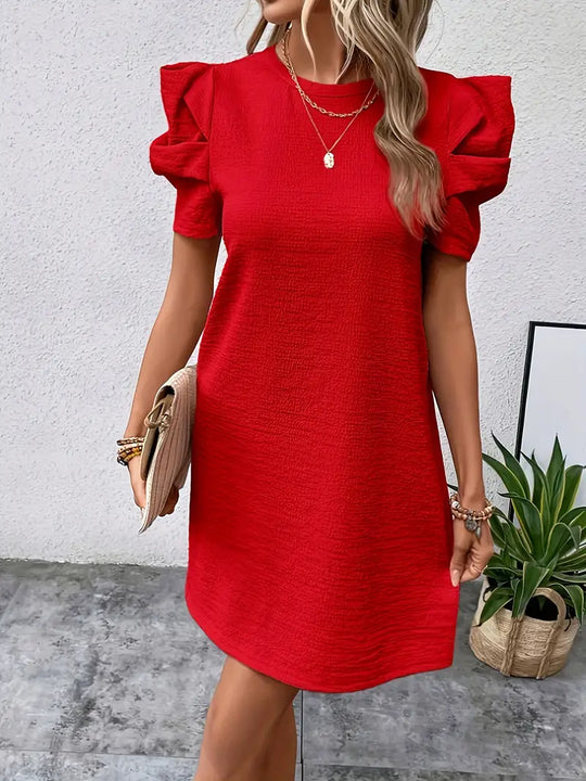 Rotes Elegantes Kleid mit Rundhalsausschnitt