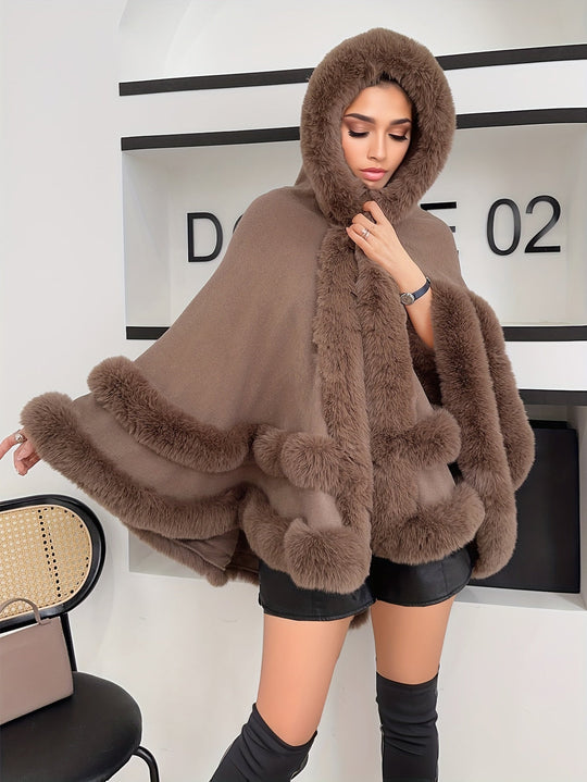Heidi-Mode | Oversized Furry Cape Jacke für Frauen