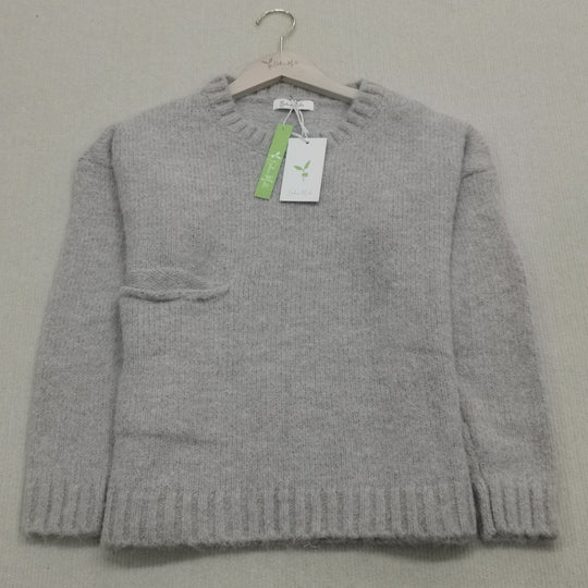 Oversize Pullover mit elfenbeinfarbener Taschenfront