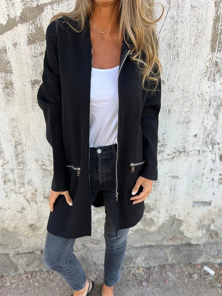 Heidi-Mode | Rundhals-Reißverschluss Langarm Freizeitjacke