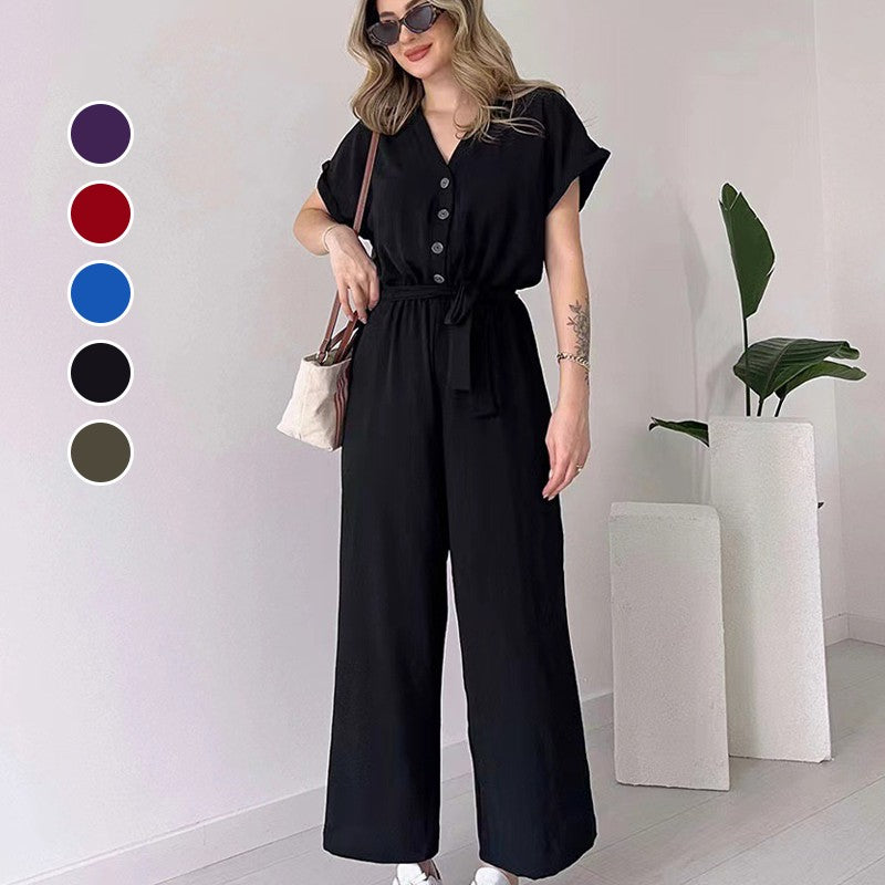 Damen Jumpsuit mit V-Ausschnitt