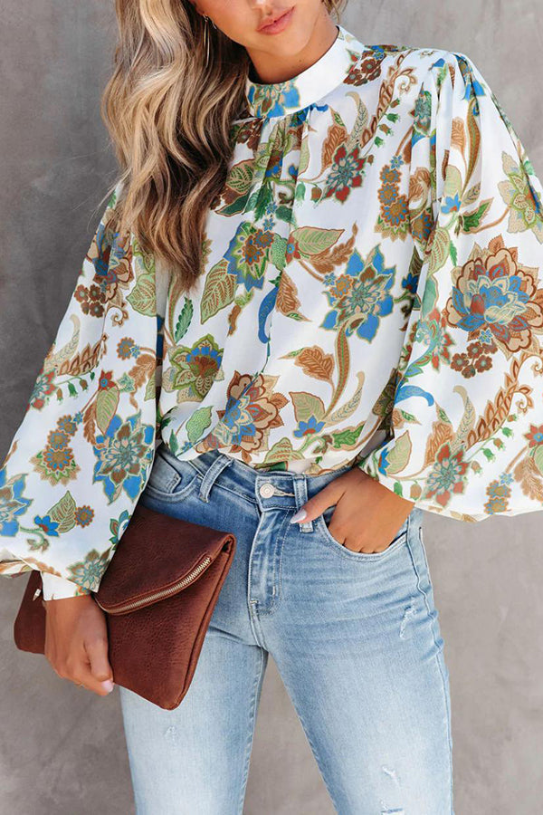 Heidi-Mode | Shady Grove Gedruckte Ballonärmels Bluse