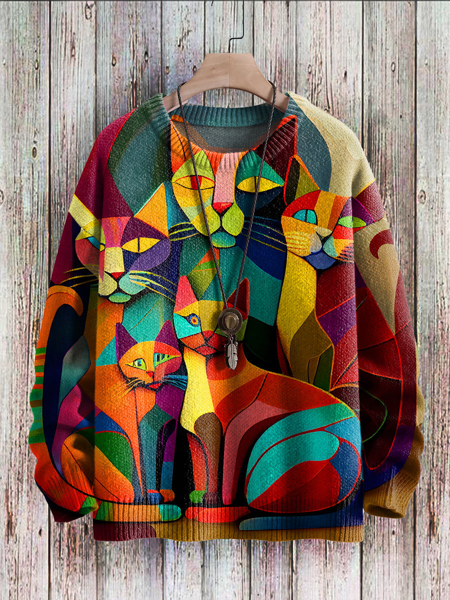 Heidi-Mode | Stijlvolle Sweater Met Kattenprint Voor Vrouwen