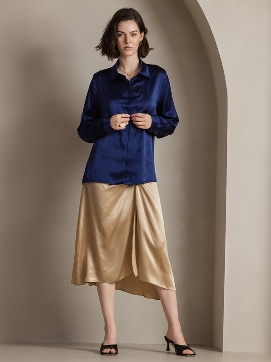 Heidi-Mode | Damen Klassische Seide Langarmshirt