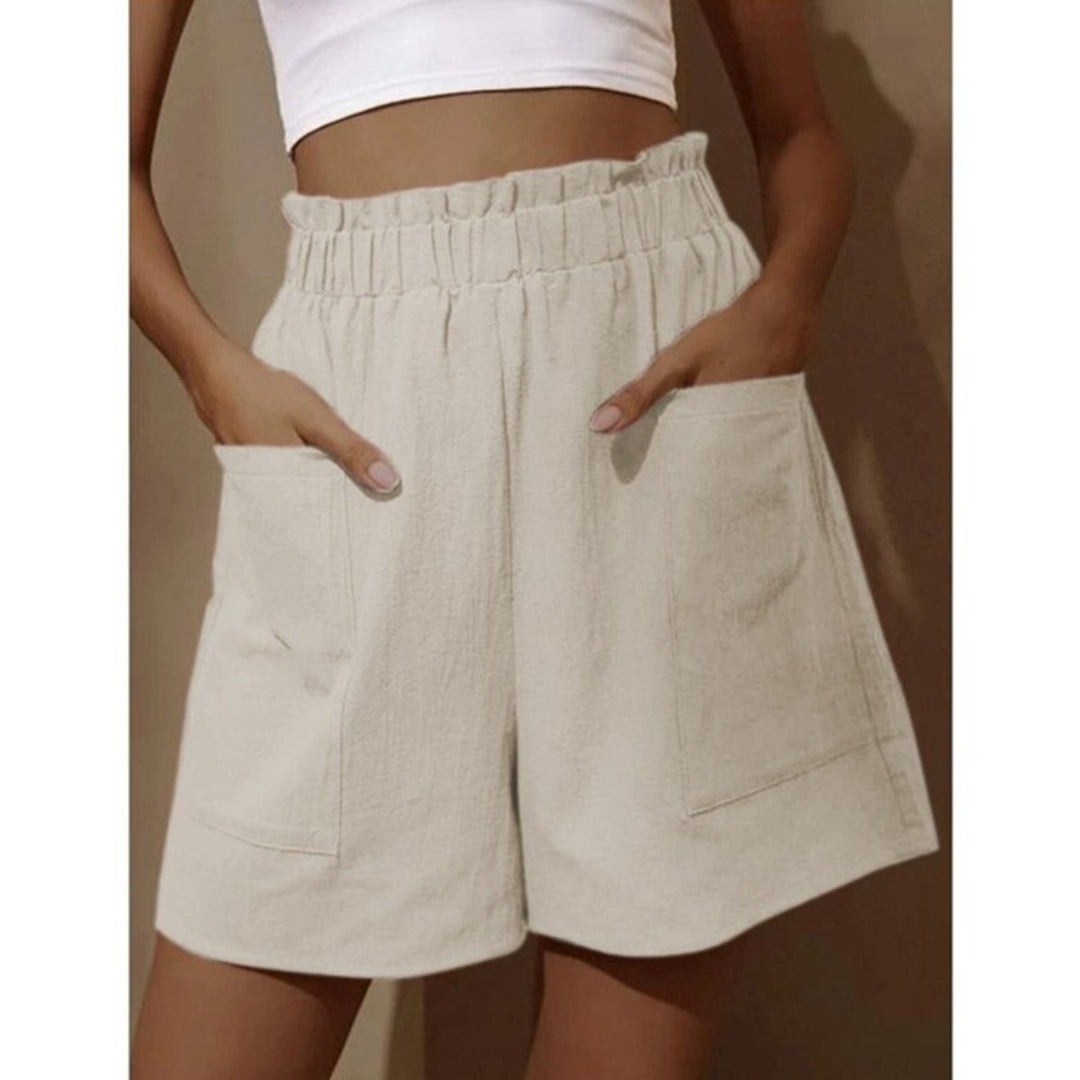 Heidi Mode | Shorts aus Baumwolle und Leinen mit hoher Taille für Damen