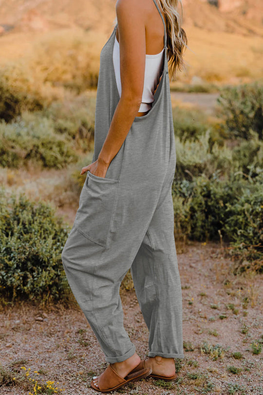 Heidi-Mode | Double Take Vollgrößen V-Ausschnitt Ärmelloses Jumpsuit mit Taschen