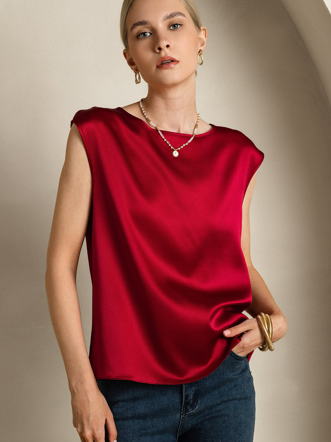 Heidi-Mode | Seiden Kapuze Ärmel Bluse