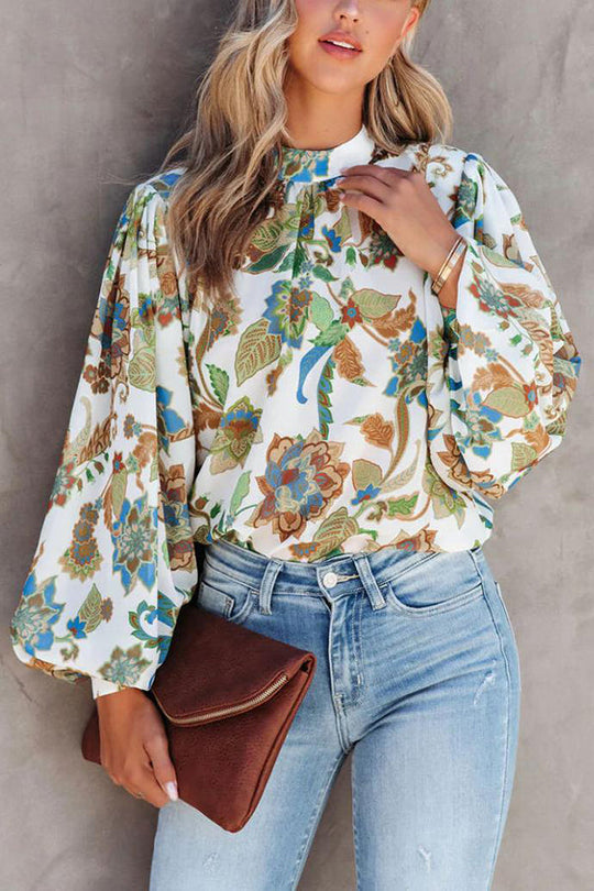 Heidi-Mode | Shady Grove Gedruckte Ballonärmels Bluse