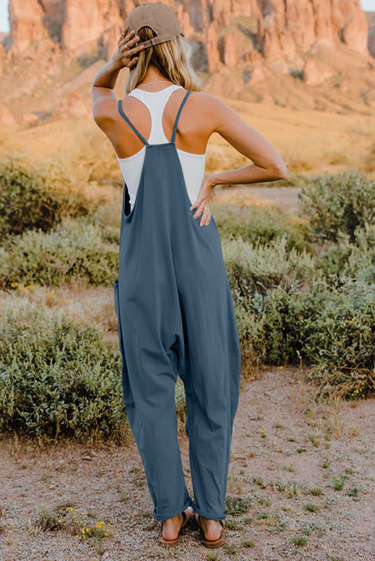 Heidi-Mode | Double Take Vollgrößen V-Ausschnitt Ärmelloses Jumpsuit mit Taschen