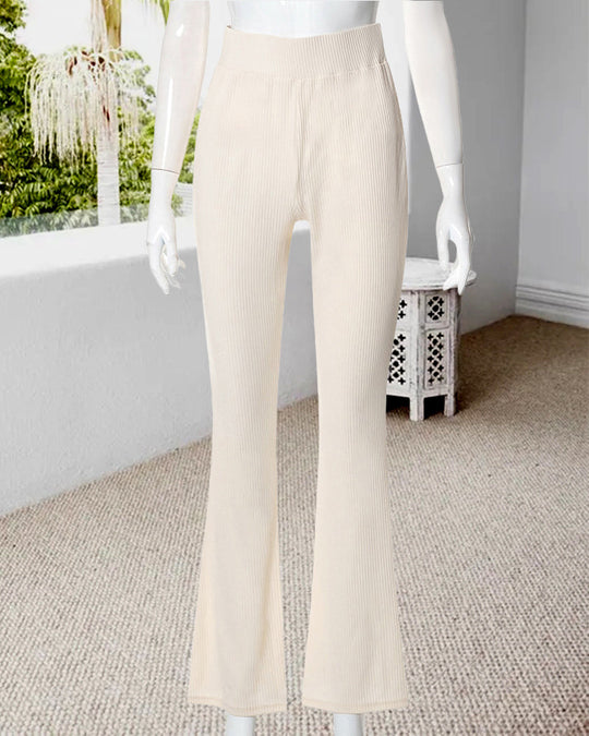 Heidi-Mode | Unifarbene hochgeschnittene Slim-Fit-Hosen mit Mikro-Schwankungen
