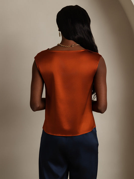 Heidi-Mode | Seiden Kappenärmel Halskragen Tanktop Bluse