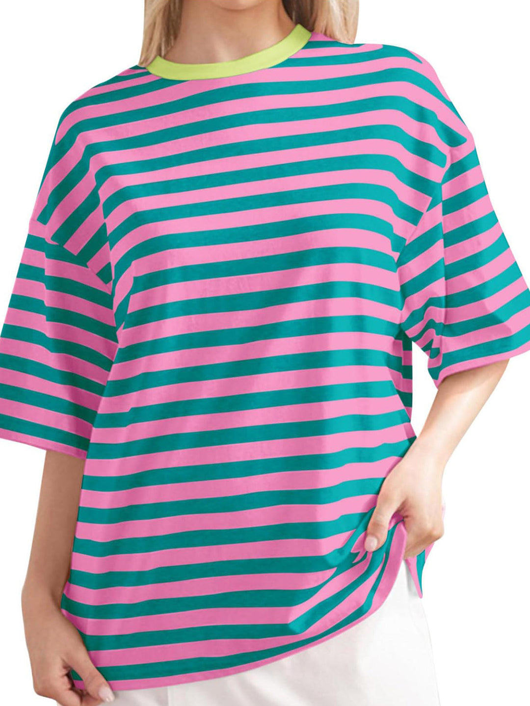 Heidi-Mode | Gestreiftes Rundhals-Halbarm-T-Shirt