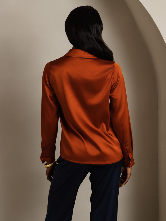 Heidi-Mode | Damen Klassische Seide Langarmshirt