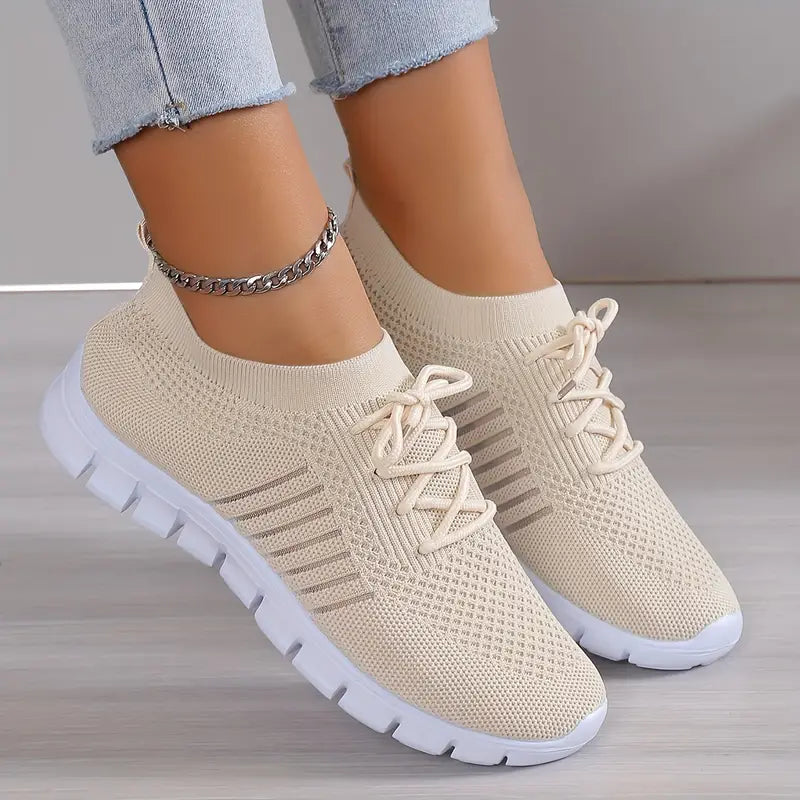 Heidi-Mode | Atmungsaktive Schnürsenkel Knitfit Sneakers für Laufen