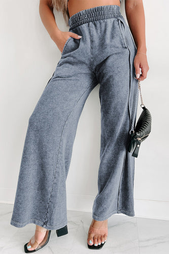 Heidi-Mode | Mineral Wash Smocked Waist Weite Beinform Hose